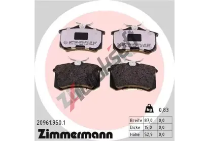 ZIMMERMANN Sada brzdovch destiek rd:z ZIM 20961.950.1, 20961.950.1