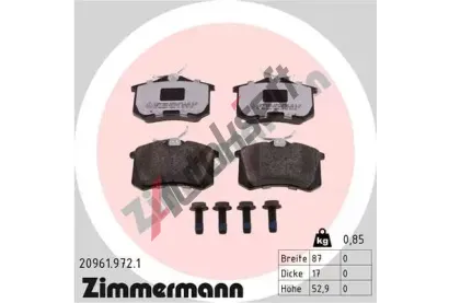 ZIMMERMANN Sada brzdovch destiek rd:z ZIM 20961.972.1, 20961.972.1