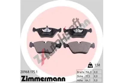 ZIMMERMANN Sada brzdovch destiek - kotouov brzda ZIM 20968.175.1, 20968.175.1