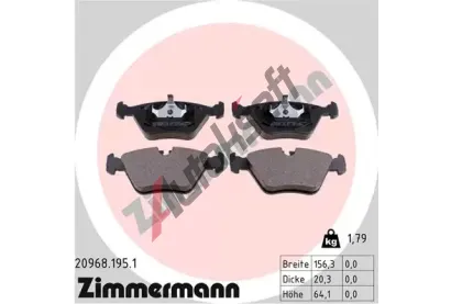 ZIMMERMANN Sada brzdovch destiek - kotouov brzda ZIM 20968.195.1, 20968.195.1