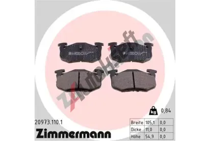 ZIMMERMANN Sada brzdovch destiek - kotouov brzda ZIM 20973.110.1, 20973.110.1