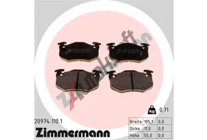 ZIMMERMANN Sada brzdov�ch desti�ek kotou�ov� brzdy ZIM 20974.110.1, 20974.110.1