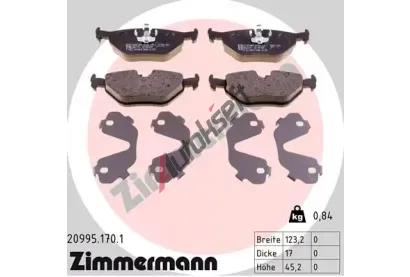 ZIMMERMANN Sada brzdových destiček - kotoučová brzda ZIM 20995.170.1, 20995.170.1 ZIMMERMANN Sada brzdových destiček - kotoučová brzda ZIM 20995.170.1, 20995.170.1