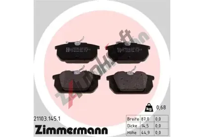 ZIMMERMANN Sada brzdovch destiek kotouov brzdy ZIM 21103.145.1, 21103.145.1