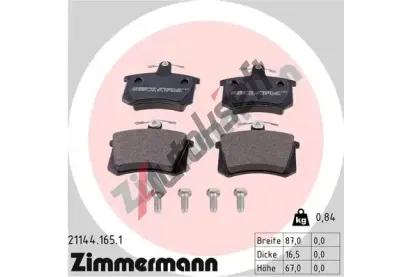 ZIMMERMANN Sada brzdovch destiek kotouov brzdy ZIM 21144.165.1, 21144.165.1