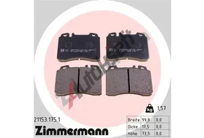 ZIMMERMANN Sada brzdovch destiek - kotouov brzda ZIM 21153.175.1, 21153.175.1