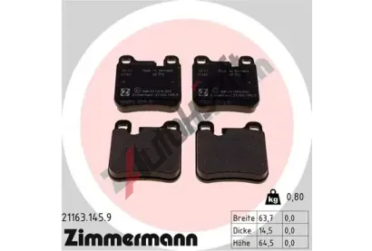 ZIMMERMANN Sada brzdovch destiek pb:z ZIM 21163.145.9, 21163.145.9