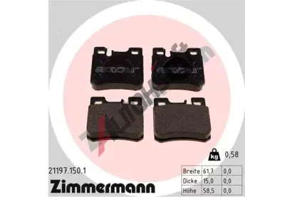 ZIMMERMANN Sada brzdových destiček - kotoučová brzda ZIM 21197.150.1, 21197.150.1 ZIMMERMANN Sada brzdových destiček - kotoučová brzda ZIM 21197.150.1, 21197.150.1