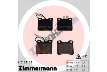 ZIMMERMANN Sada brzdových destiček - kotoučová brzda ZIM 21278.170.1, 21278.170.1 ZIMMERMANN Sada brzdových destiček - kotoučová brzda ZIM 21278.170.1, 21278.170.1