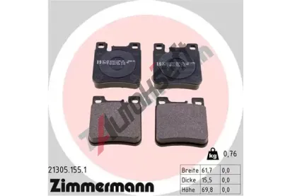 ZIMMERMANN Sada brzdovch destiek - kotouov brzda ZIM 21305.155.1, 21305.155.1