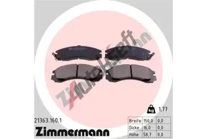 ZIMMERMANN Sada brzdovch destiek - kotouov brzda ZIM 21363.160.1, 21363.160.1