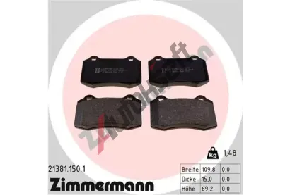 ZIMMERMANN Sada brzdovch destiek - kotouov brzda ZIM 21381.150.1, 21381.150.1