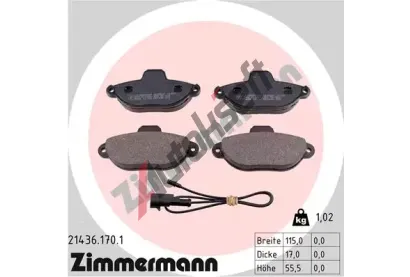ZIMMERMANN Sada brzdov�ch desti�ek - kotou�ov� brzda ZIM 21436.170.1, 21436.170.1