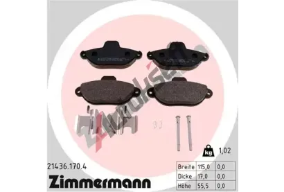 ZIMMERMANN Sada brzdových destiček ZIM 21436.170.4, 21436.170.4 ZIMMERMANN Sada brzdových destiček ZIM 21436.170.4, 21436.170.4