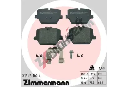 ZIMMERMANN Sada brzdovch destiek ZIM 21474.165.2, 21474.165.2