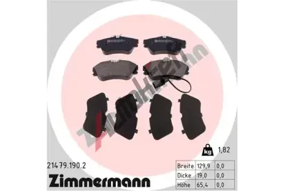 ZIMMERMANN Sada brzdových destiček - kotoučová brzda ZIM 21479.190.2, 21479.190.2  ZIMMERMANN Sada brzdových destiček - kotoučová brzda ZIM 21479.190.2, 21479.190.2