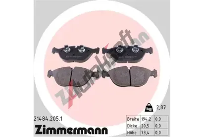 ZIMMERMANN Sada brzdovch destiek - kotouov brzda ZIM 21484.205.1, 21484.205.1