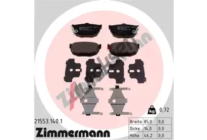 ZIMMERMANN Sada brzdovch destiek kotouov brzdy ZIM 21553.140.1, 21553.140.1