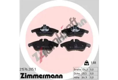 ZIMMERMANN Sada brzdovch destiek - kotouov brzda ZIM 21576.205.1, 21576.205.1