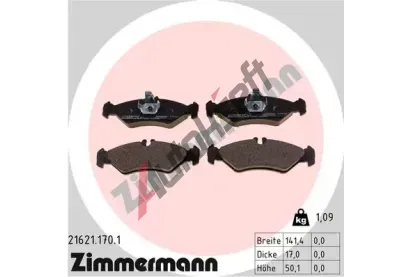 ZIMMERMANN Sada brzdovch destiek - kotouov brzda ZIM 21621.170.1, 21621.170.1