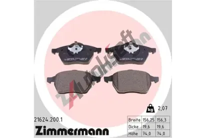 ZIMMERMANN Sada brzdovch destiek - kotouov brzda ZIM 21624.200.1, 21624.200.1