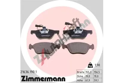 ZIMMERMANN Sada brzdovch destiek - kotouov brzda ZIM 21636.190.1, 21636.190.1