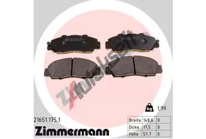 ZIMMERMANN Sada brzdovch destiek - kotouov brzda ZIM 21651.175.1, 21651.175.1