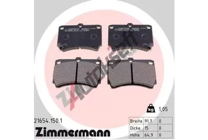 ZIMMERMANN Sada brzdových destiček kotoučové brzdy ZIM 21654.150.1, 21654.150.1 ZIMMERMANN Sada brzdových destiček kotoučové brzdy ZIM 21654.150.1, 21654.150.1