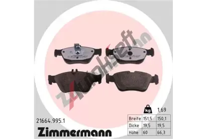 ZIMMERMANN Sada brzdových destiček rd:z ZIM 21664.995.1, 21664.995.1 ZIMMERMANN Sada brzdových destiček rd:z ZIM 21664.995.1, 21664.995.1
