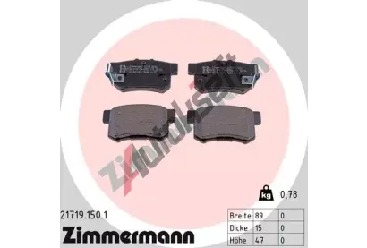 ZIMMERMANN Sada brzdovch destiek - kotouov brzda ZIM 21719.150.1, 21719.150.1