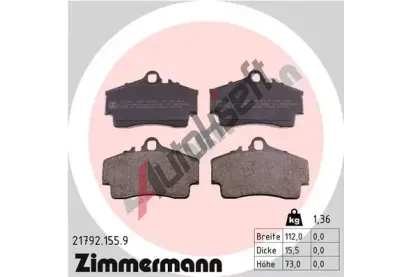 ZIMMERMANN Sada brzdovch destiek - kotouov brzda ZIM 21792.155.9, 21792.155.9