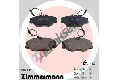 ZIMMERMANN Sada brzdových destiček - kotoučová brzda ZIM 21801.190.1, 21801.190.1 ZIMMERMANN Sada brzdových destiček - kotoučová brzda ZIM 21801.190.1, 21801.190.1