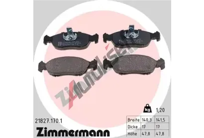 ZIMMERMANN Sada brzdovch destiek - kotouov brzda ZIM 21827.170.1, 21827.170.1