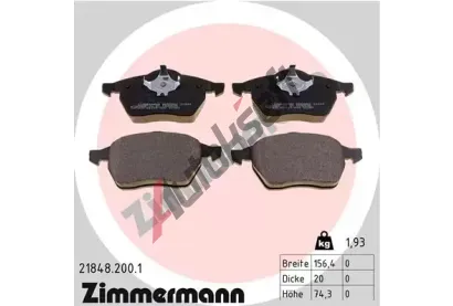 ZIMMERMANN Sada brzdovch destiek - kotouov brzda ZIM 21848.200.1, 21848.200.1