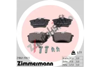 ZIMMERMANN Sada brzdovch destiek - kotouov brzda ZIM 21861.170.1, 21861.170.1