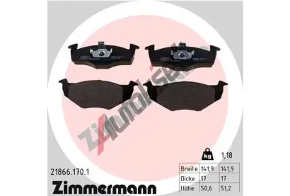 ZIMMERMANN Sada brzdových destiček - kotoučová brzda ZIM 21866.170.1, 21866.170.1  ZIMMERMANN Sada brzdových destiček - kotoučová brzda ZIM 21866.170.1, 21866.170.1