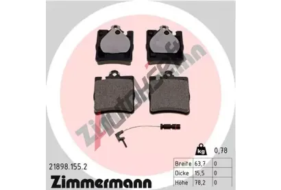 ZIMMERMANN Sada brzdovch destiek kotouov brzdy ZIM 21898.155.2, 21898.155.2