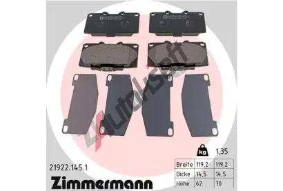 ZIMMERMANN Sada brzdov�ch desti�ek - kotou�ov� brzda ZIM 21922.145.1, 21922.145.1