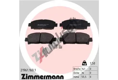 ZIMMERMANN Sada brzdových destiček - kotoučová brzda ZIM 21961.160.1, 21961.160.1  ZIMMERMANN Sada brzdových destiček - kotoučová brzda ZIM 21961.160.1, 21961.160.1