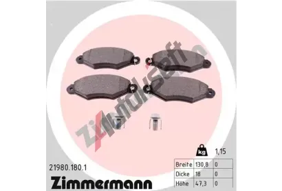 ZIMMERMANN Sada brzdovch destiek - kotouov brzda ZIM 21980.180.1, 21980.180.1