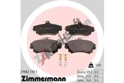 ZIMMERMANN Sada brzdových destiček - kotoučová brzda ZIM 21982.170.1, 21982.170.1 ZIMMERMANN Sada brzdových destiček - kotoučová brzda ZIM 21982.170.1, 21982.170.1