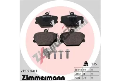 ZIMMERMANN Sada brzdovch destiek - kotouov brzda ZIM 21999.160.1, 21999.160.1