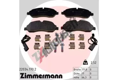 ZIMMERMANN Sada brzdovch destiek ZIM 22034.170.2, 22034.170.2