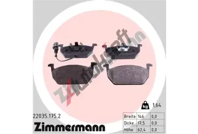 ZIMMERMANN Sada brzdovch destiek ZIM 22035.175.2, 22035.175.2