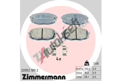 ZIMMERMANN Sada brzdov�ch desti�ek ZIM 22052.180.2, 22052.180.2