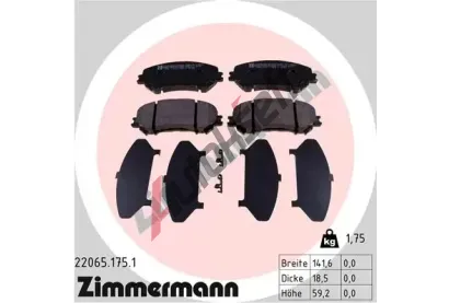 ZIMMERMANN Sada brzdovch destiek ZIM 22065.175.1, 22065.175.1