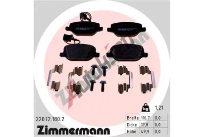 ZIMMERMANN Sada brzdovch destiek ZIM 22072.180.2, 22072.180.2