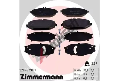 ZIMMERMANN Sada brzdovch destiek ZIM 22076.190.1, 22076.190.1