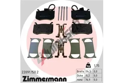 ZIMMERMANN Sada brzdovch destiek ZIM 22091.150.2, 22091.150.2