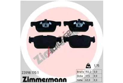 ZIMMERMANN Sada brzdových destiček ZIM 22098.170.1, 22098.170.1 ZIMMERMANN Sada brzdových destiček ZIM 22098.170.1, 22098.170.1